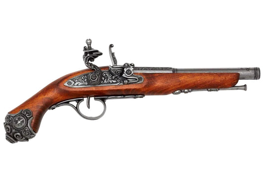 Denix 1077G 18th century flintlock pistol replica with wood grip and metal barrel