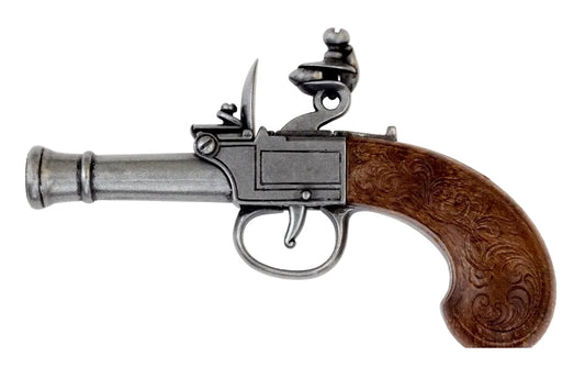 Denix 237G replica 18th century English flintlock pocket pistol with wood grip