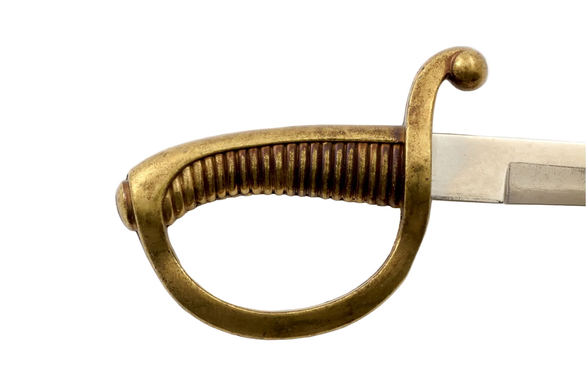Denix 3033 briquet sabre letter opener brass hilt and knuckle guard close-up