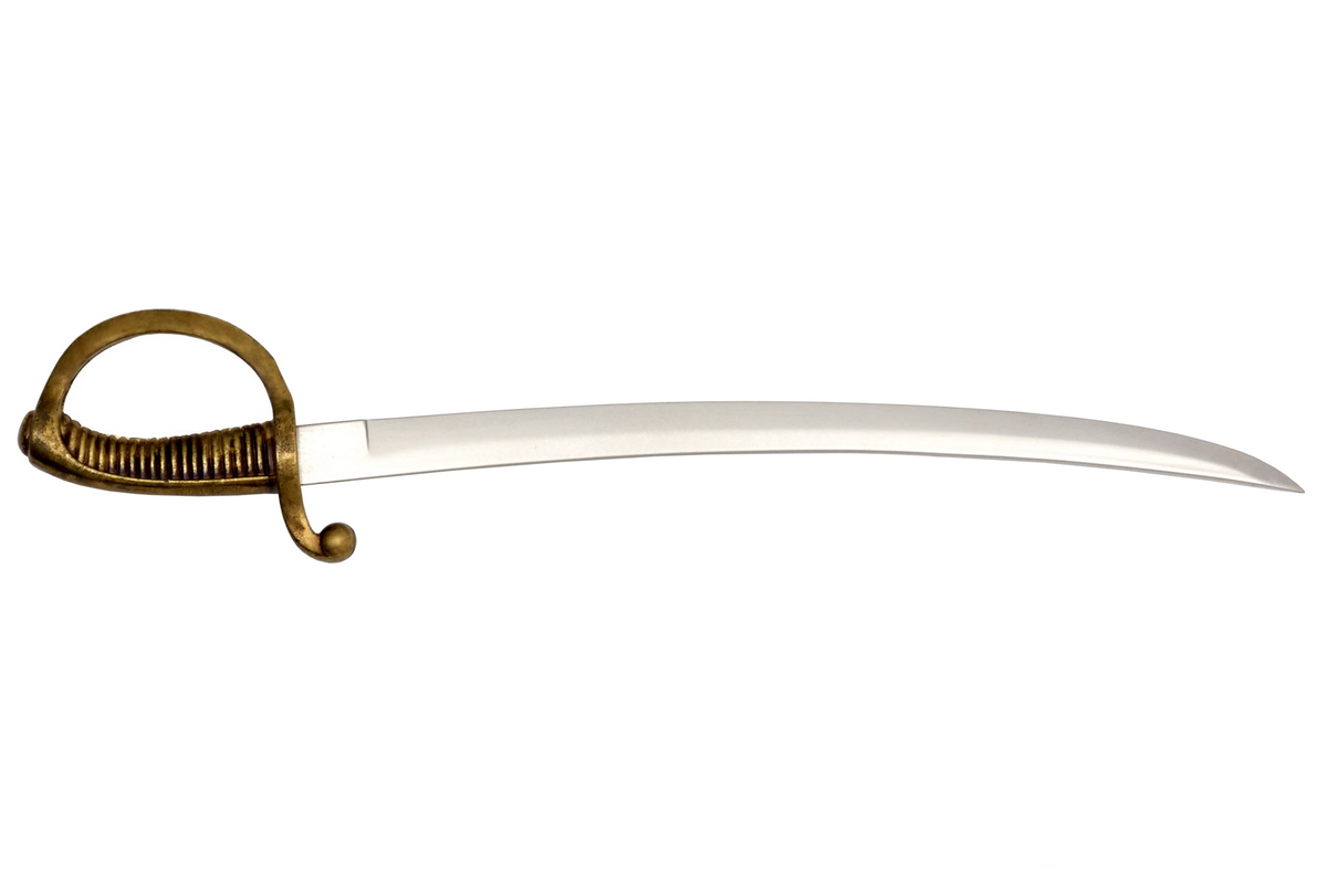 Denix 3033 briquet sabre letter opener with brass hilt and nickel blade, left-facing profile