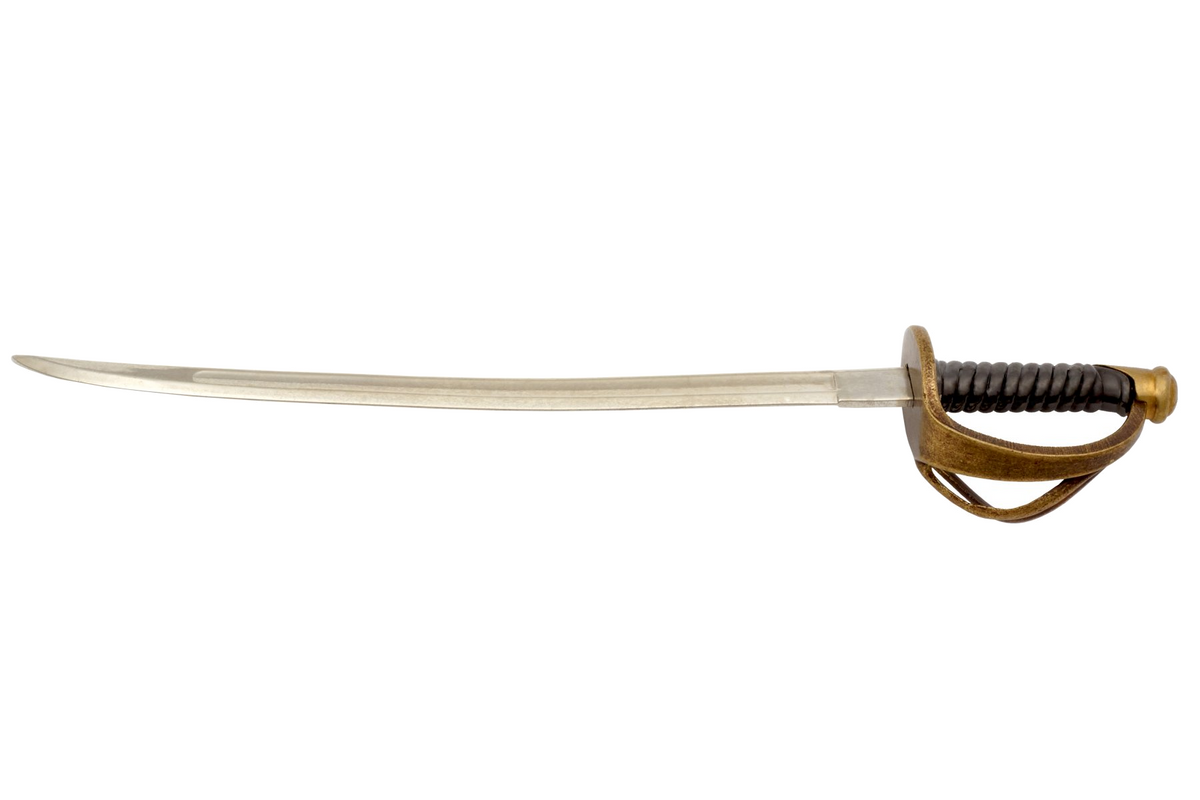 Denix 3059 Civil War officer's sabre letter opener with brass guard, dark grip, and nickel blade, right-facing profile