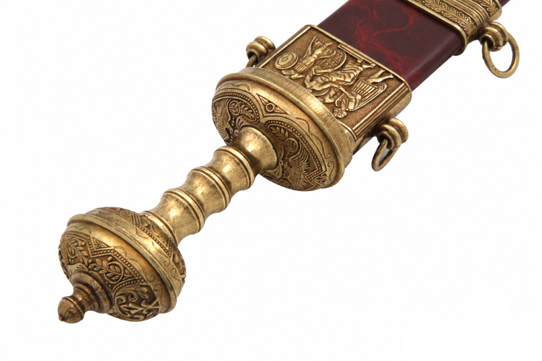 Denix 4116/L gladiator sword hilt and scabbard fitting, angled detail