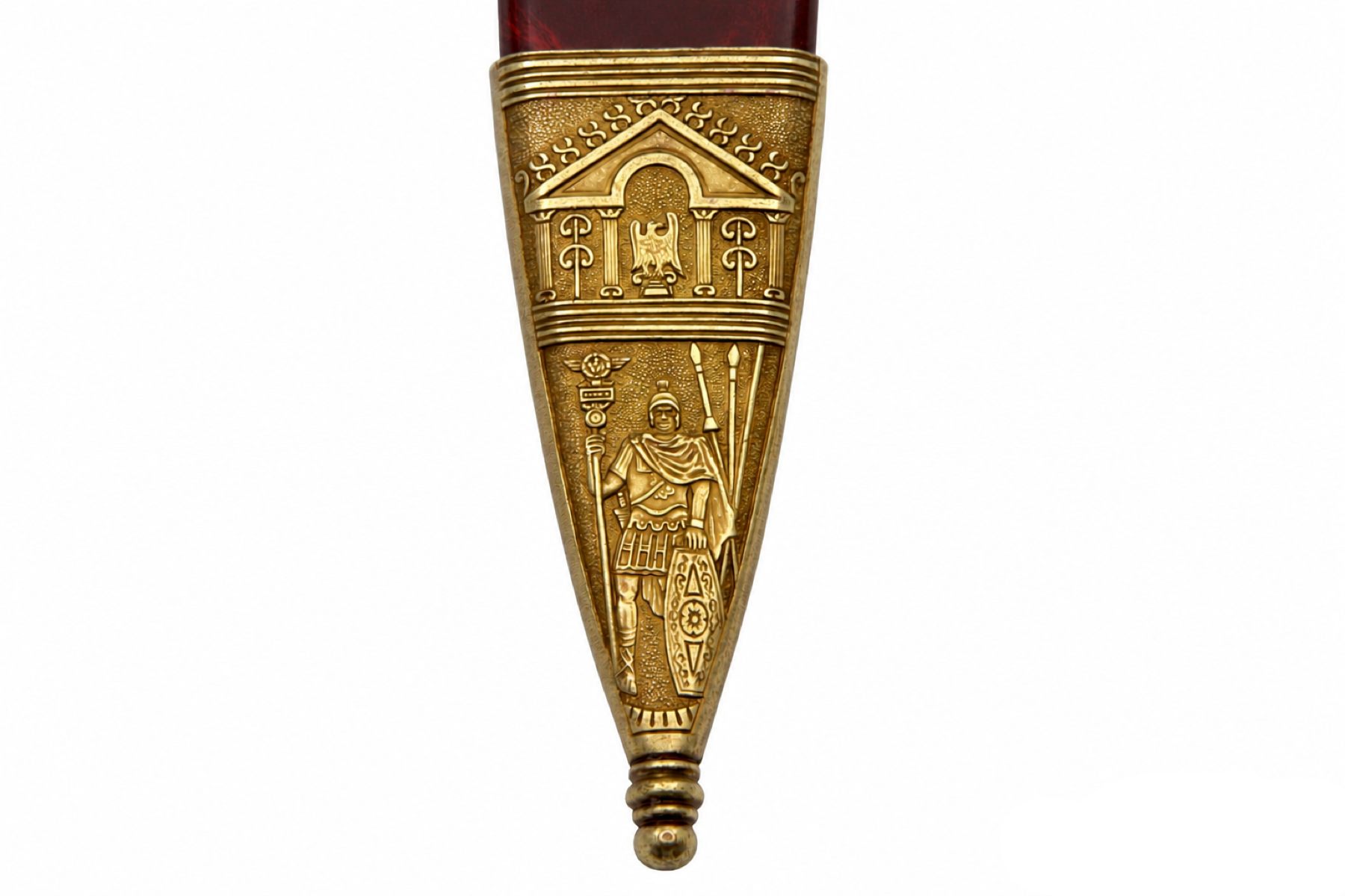 Denix 4116/L gladiator sword scabbard with decorated gold-tone tip detail