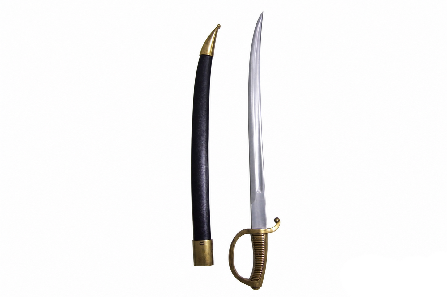 Denix 4127 French briquet cutlass unsheathed beside its black scabbard