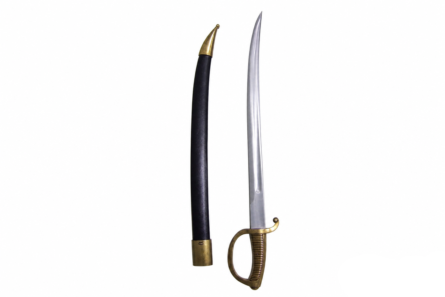 Denix 4127 French briquet cutlass unsheathed beside its black scabbard