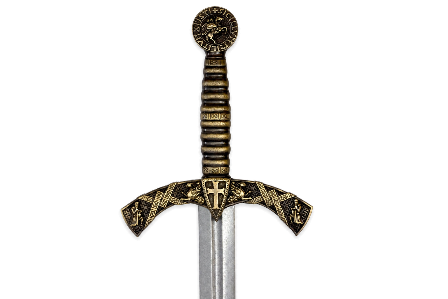 Denix 4163/N Knights Templar sword crossguard and grip detail