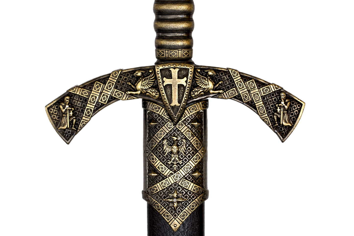 Denix 4163/N ornate Templar crossguard and black scabbard detail