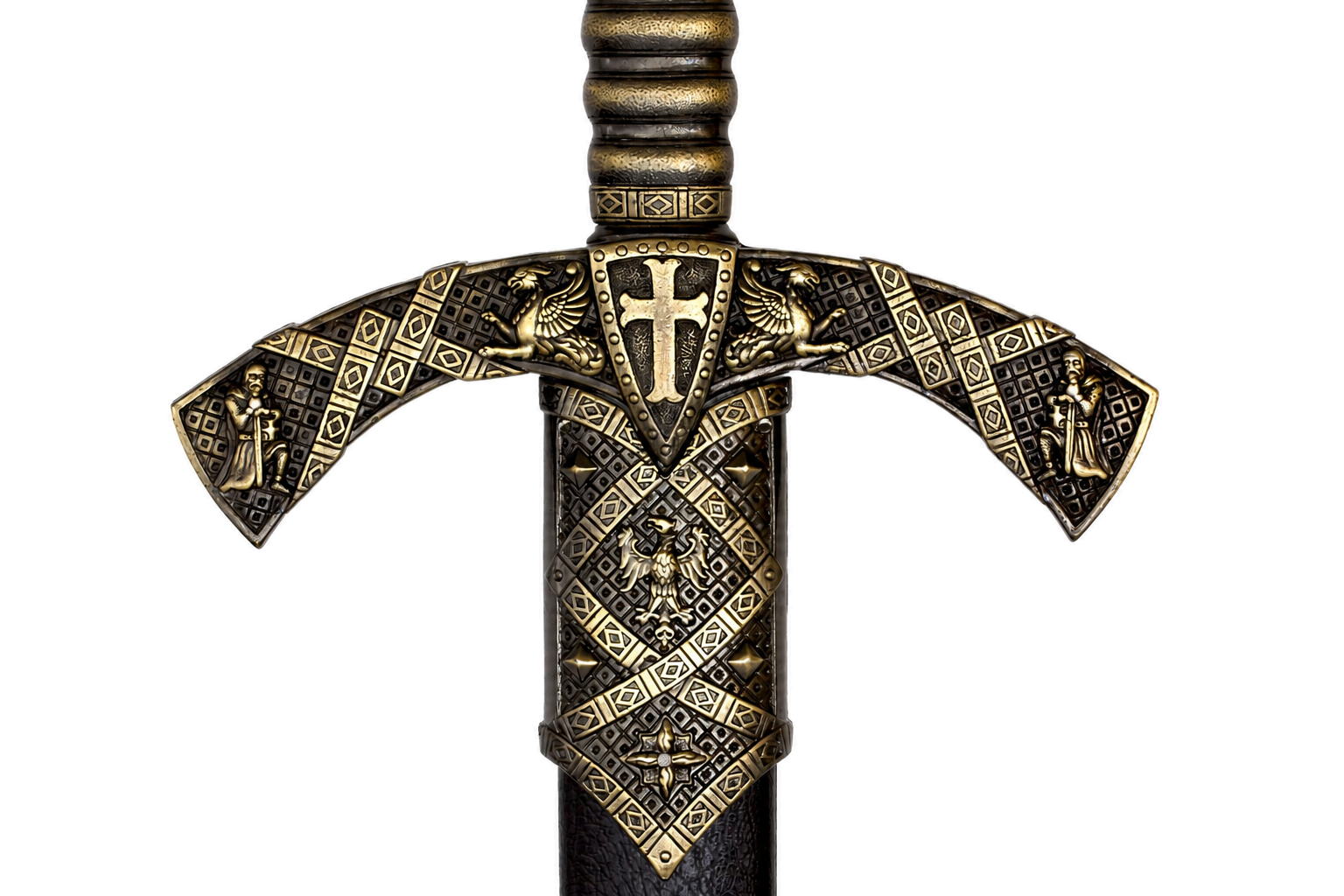 Denix 4163/N ornate Templar crossguard and black scabbard detail