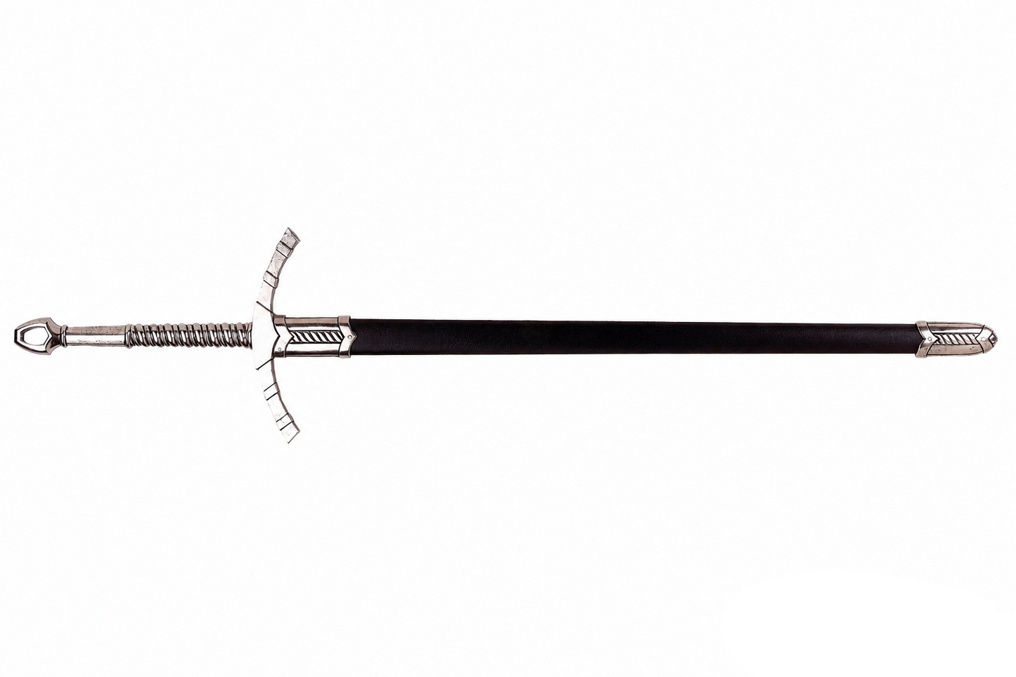 Denix 4183NQ medieval replica sword in black scabbard, full view