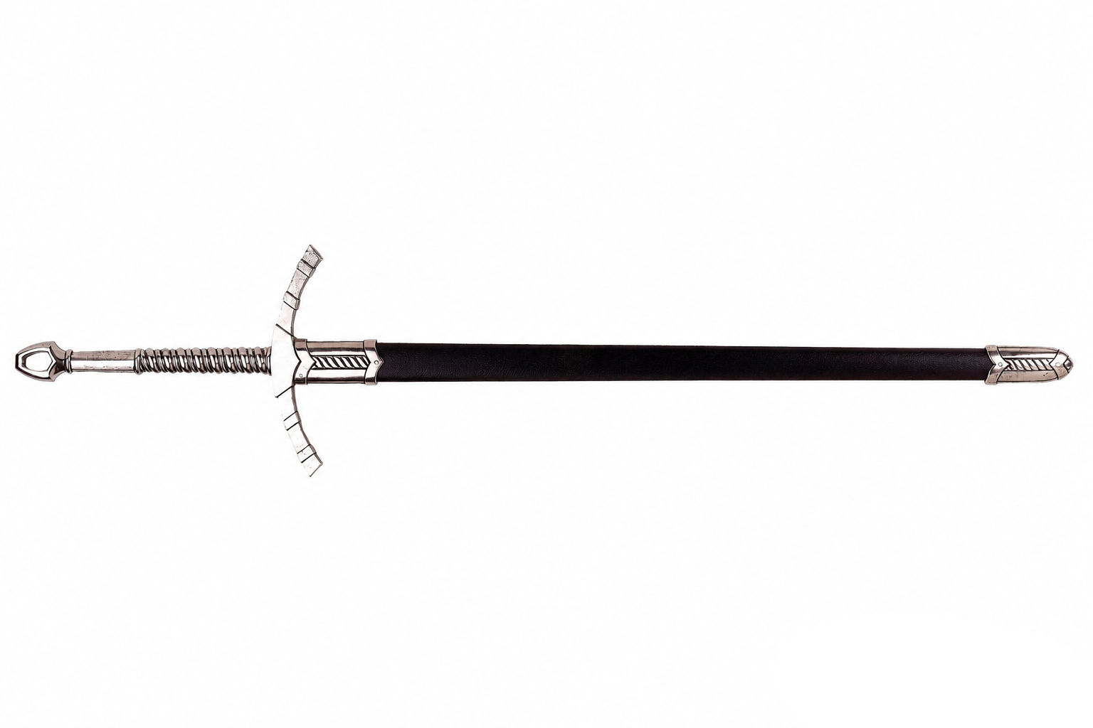 Denix 4183NQ medieval replica sword in black scabbard, full view