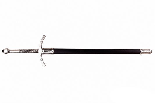 Denix 4183NQ medieval replica sword in black scabbard, full view