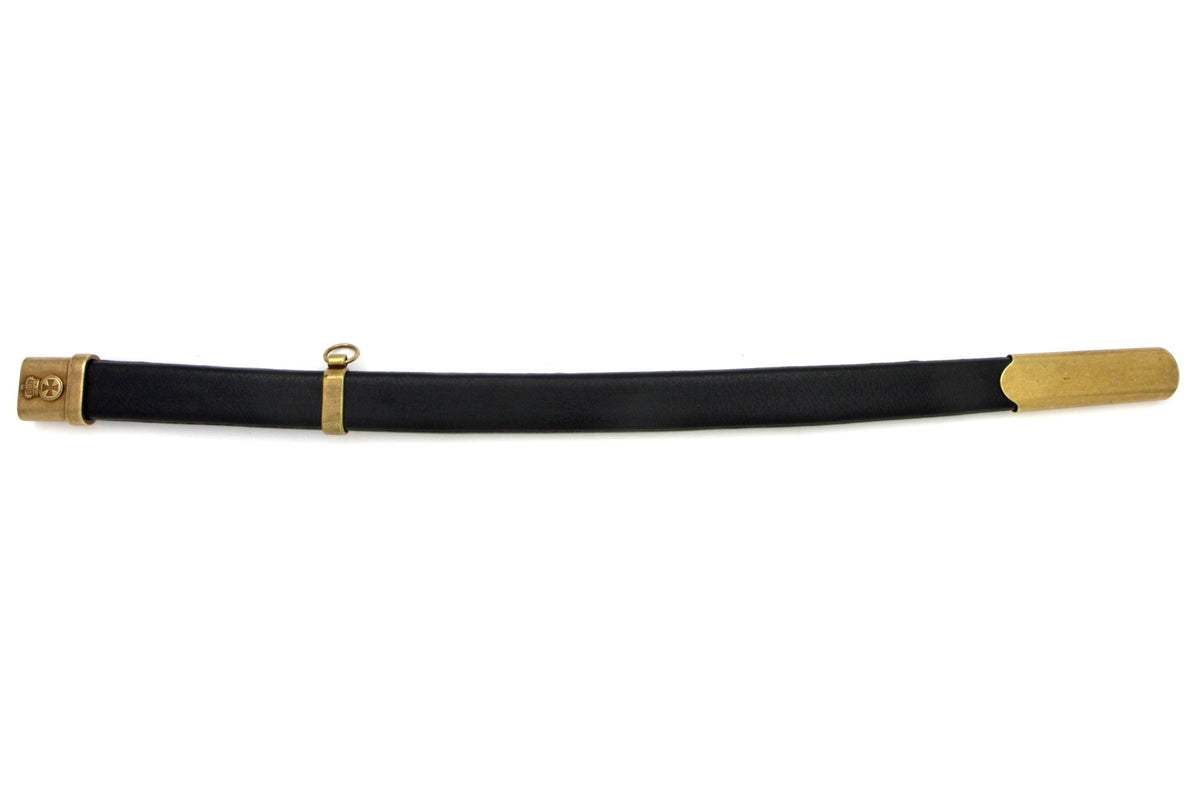 Removable black scabbard for the Denix Saint Jorge sabre 4191, showing brass-finish fittings and suspension ring