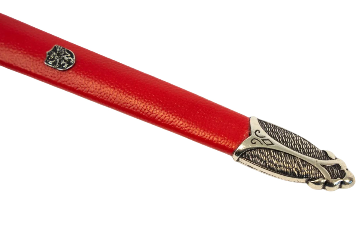 Denix 4206 medieval French dagger red scabbard and silver-tone tip detail