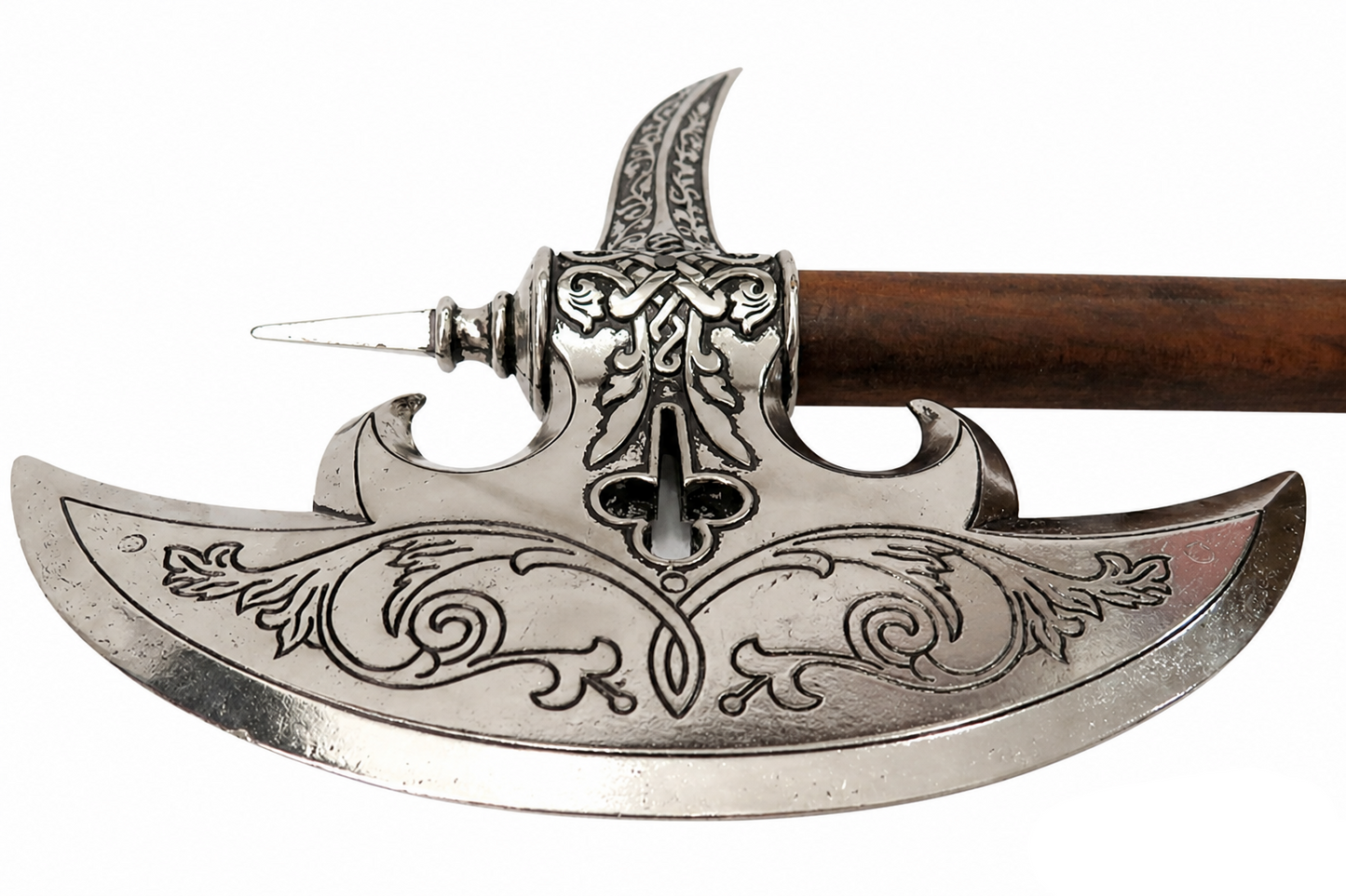 Denix 6602 German battle axe reverse head detail with embossed nickel blade