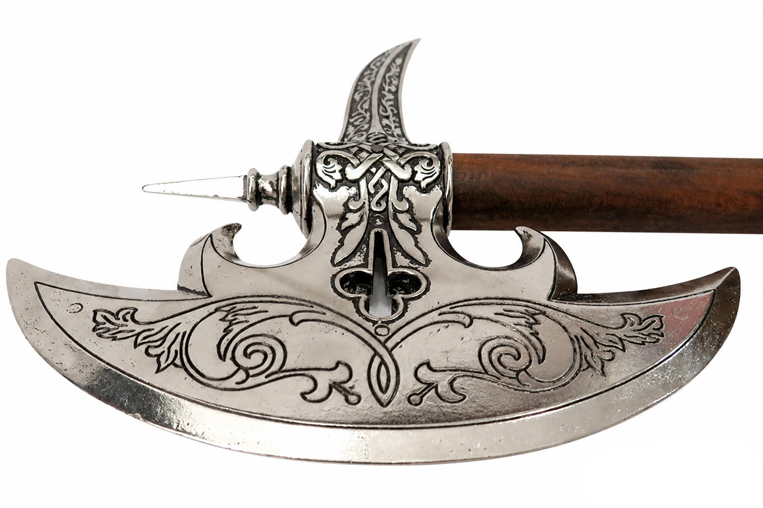 Denix 6602 German battle axe reverse head detail with embossed nickel blade
