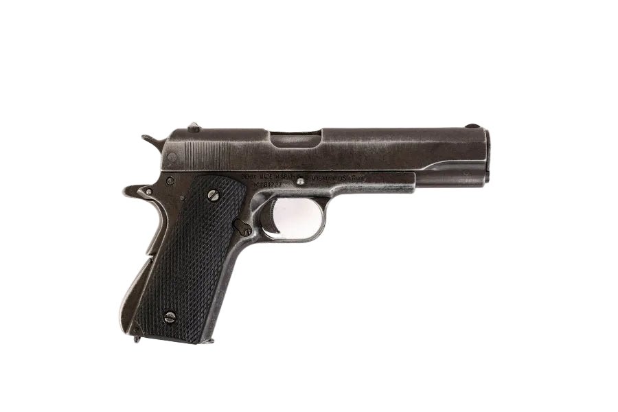 Black handgun on a white background with Denix logo.