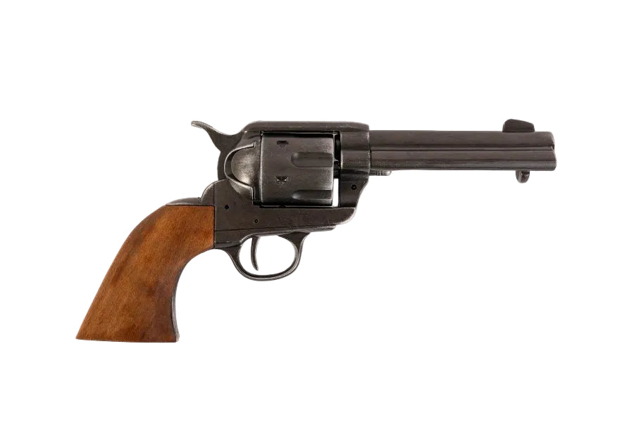 Side profile of Denix Cal 45 Peacemaker revolver reproduction inspired by American Civil War era design