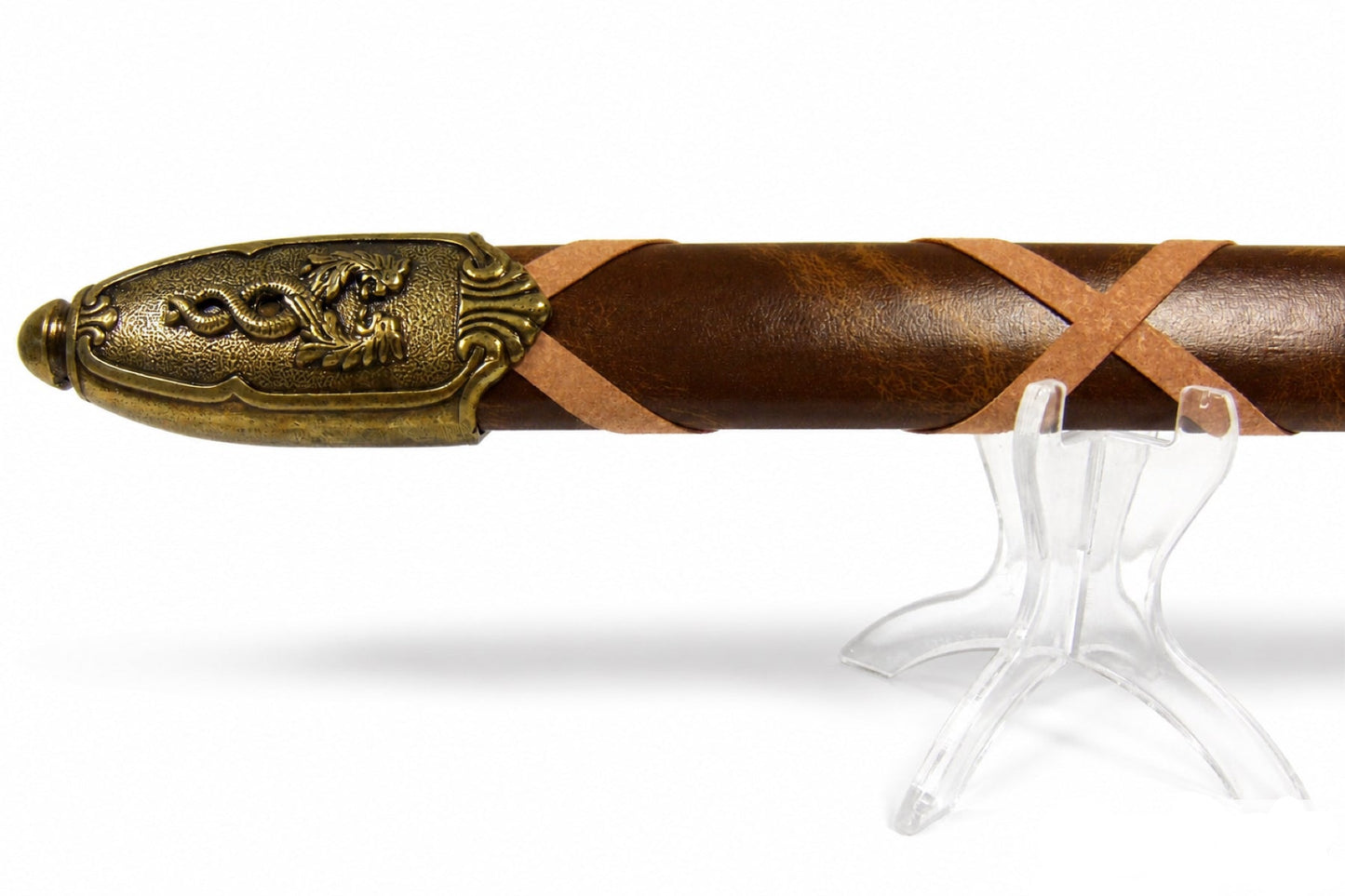 Denix Excalibur sword scabbard chape with dragon decoration on white