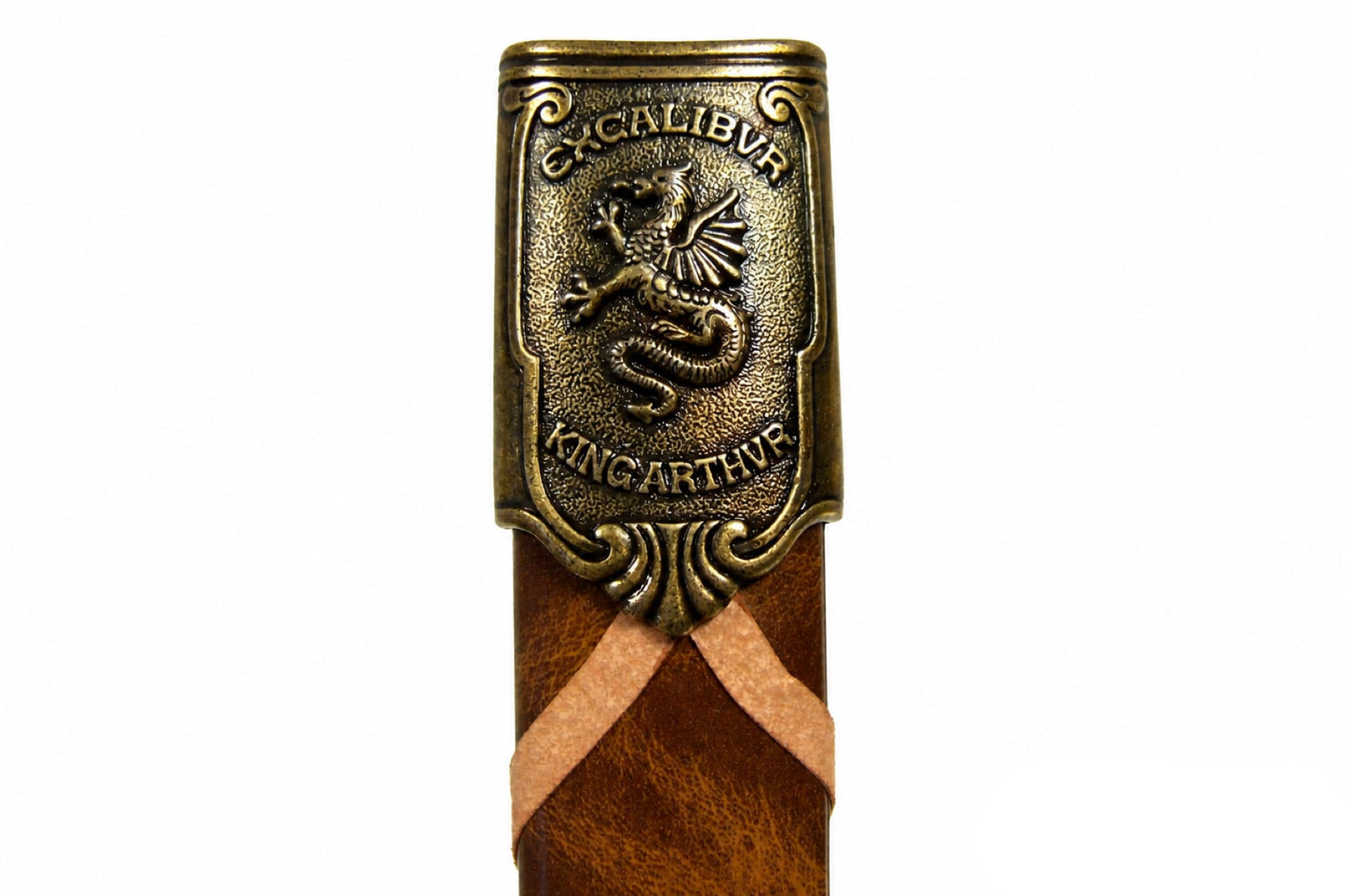 Denix Excalibur sword scabbard dragon emblem and King Arthur lettering on white