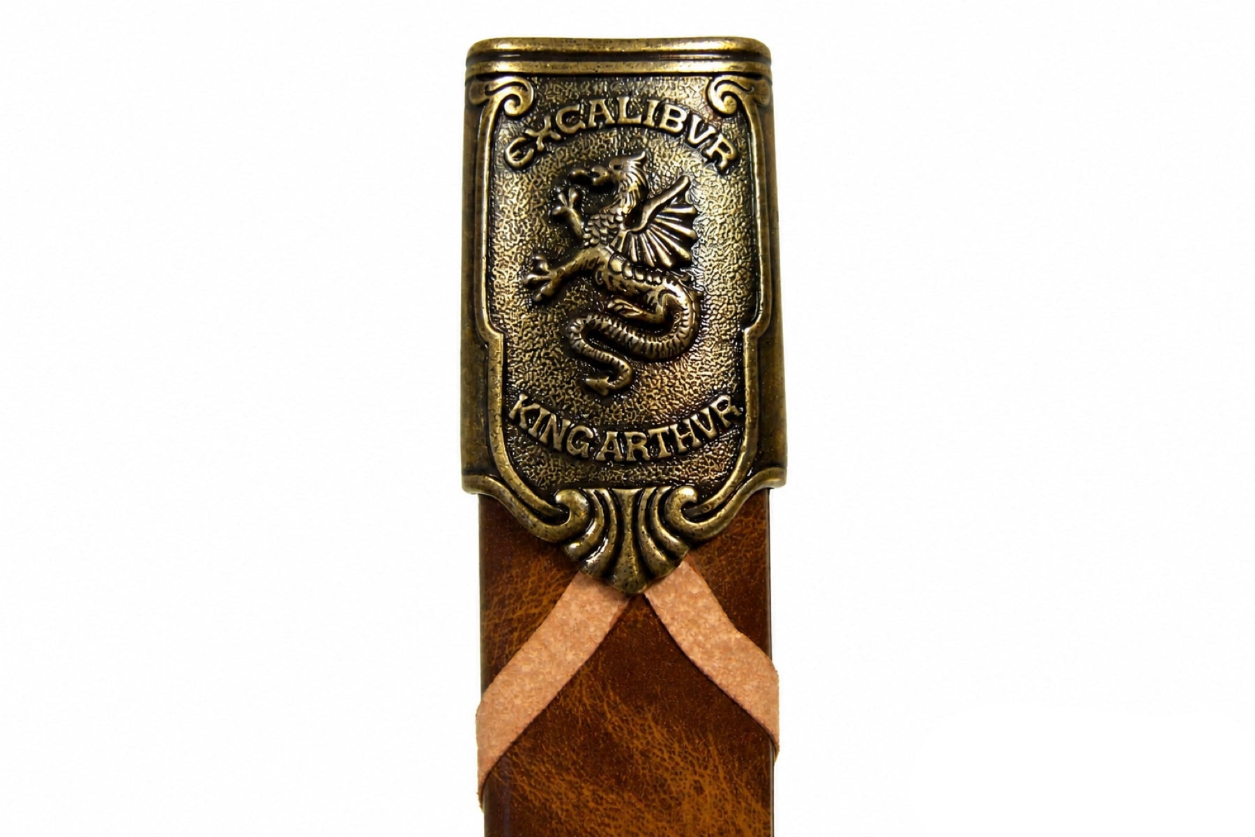 Denix Excalibur sword scabbard dragon emblem and King Arthur lettering on white