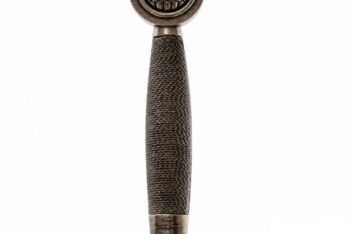 Denix Excalibur sword wire-wrapped grip and Made in Spain marking on white