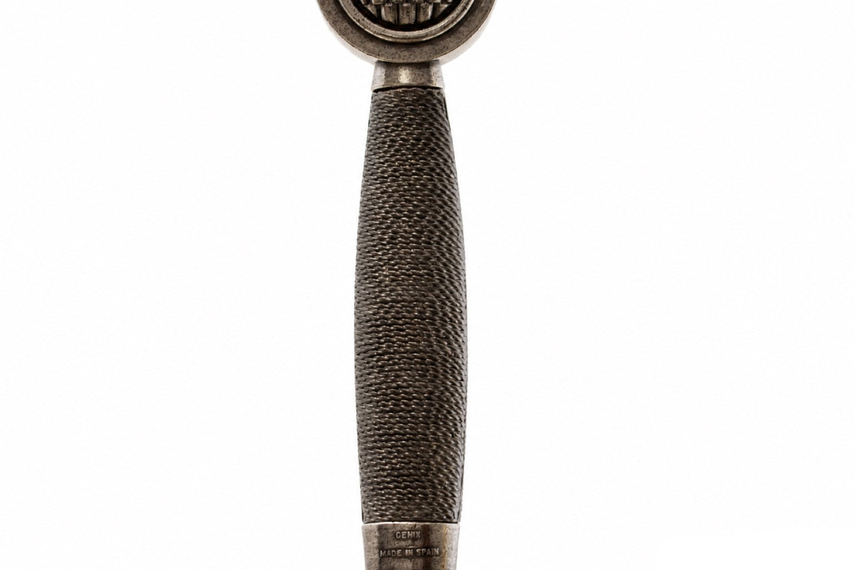 Denix Excalibur sword wire-wrapped grip and Made in Spain marking on white