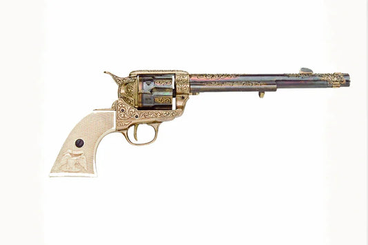 Denix Gold Engraved Non-Firing Revolver With Faux Ivory Grips
