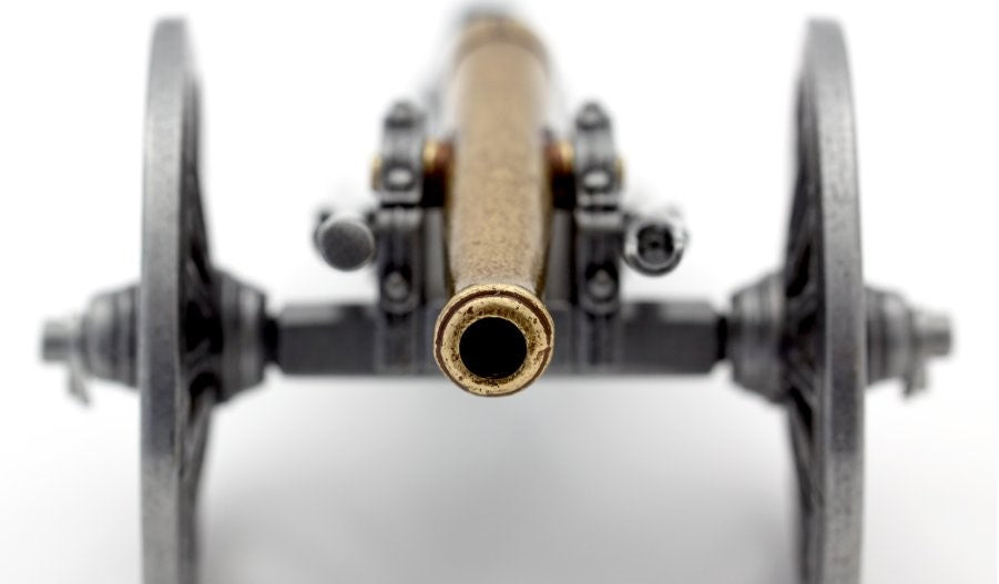 Denix Civil War replica cannon on display stand