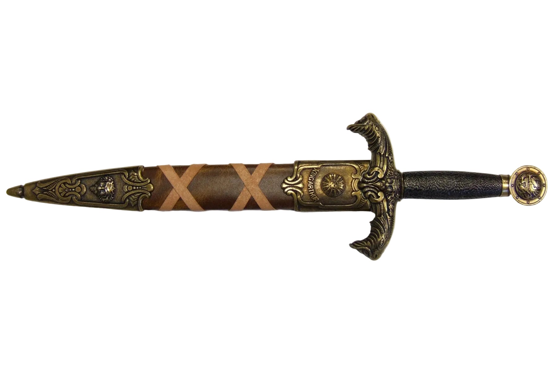 Denix King Arthur dagger replica in scabbard, horizontal view