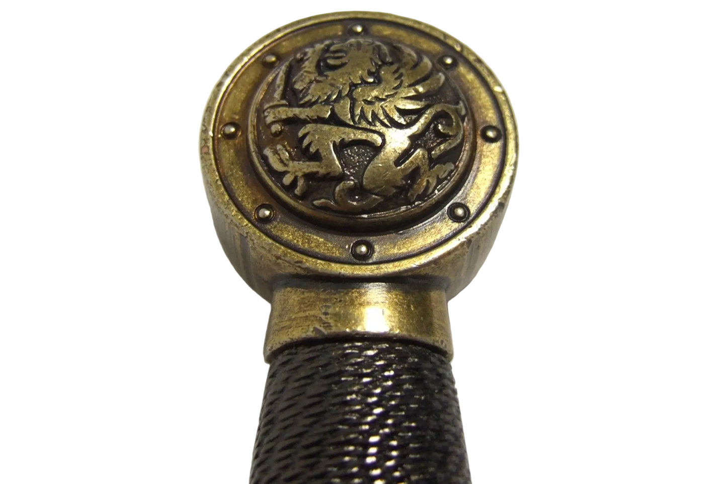 King Arthur dagger lion pommel medallion close-up