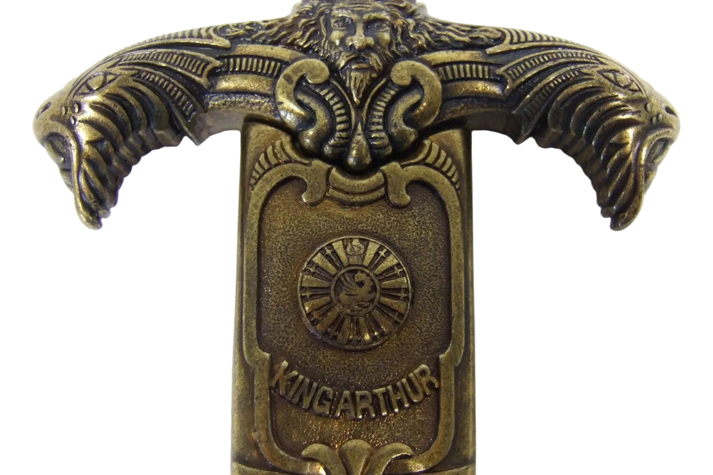 King Arthur dagger scabbard throat emblem close-up