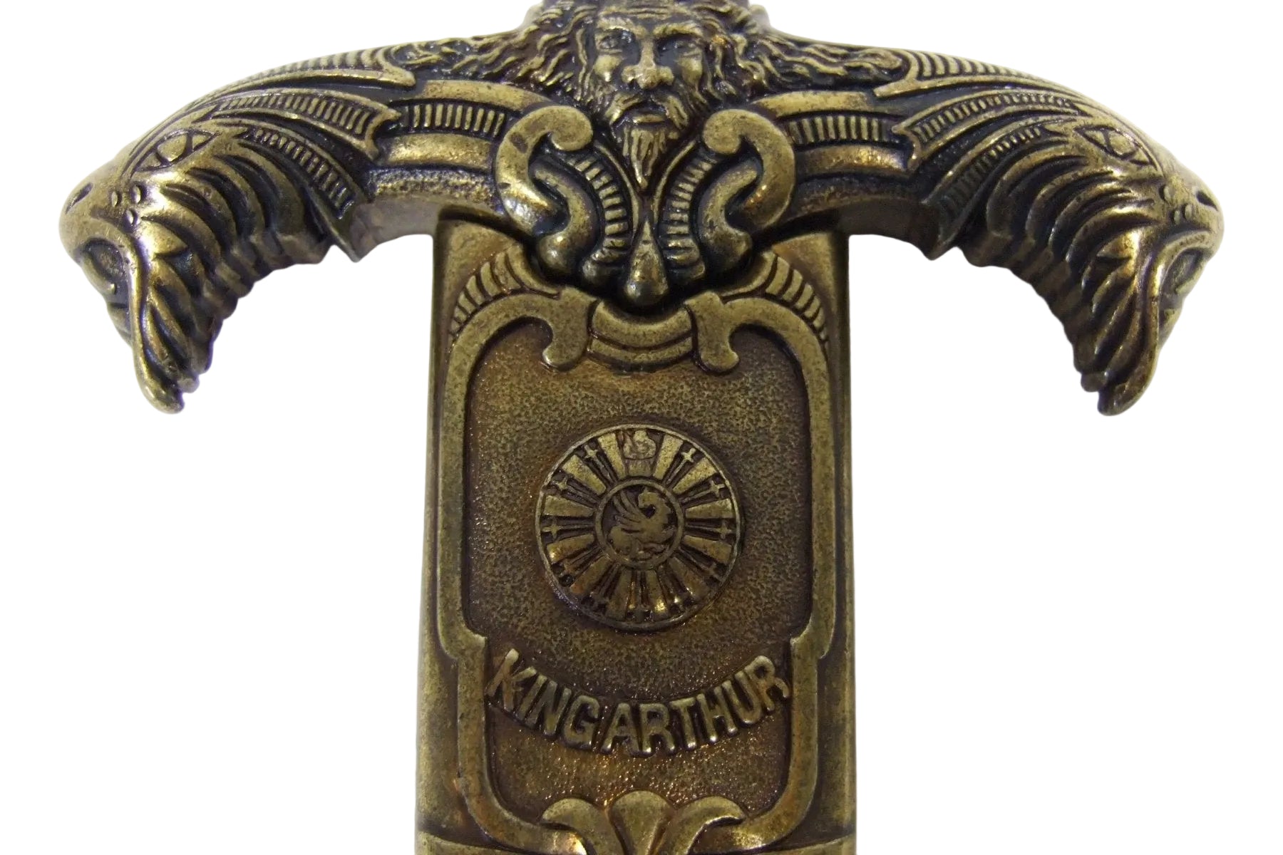 King Arthur dagger scabbard throat emblem close-up