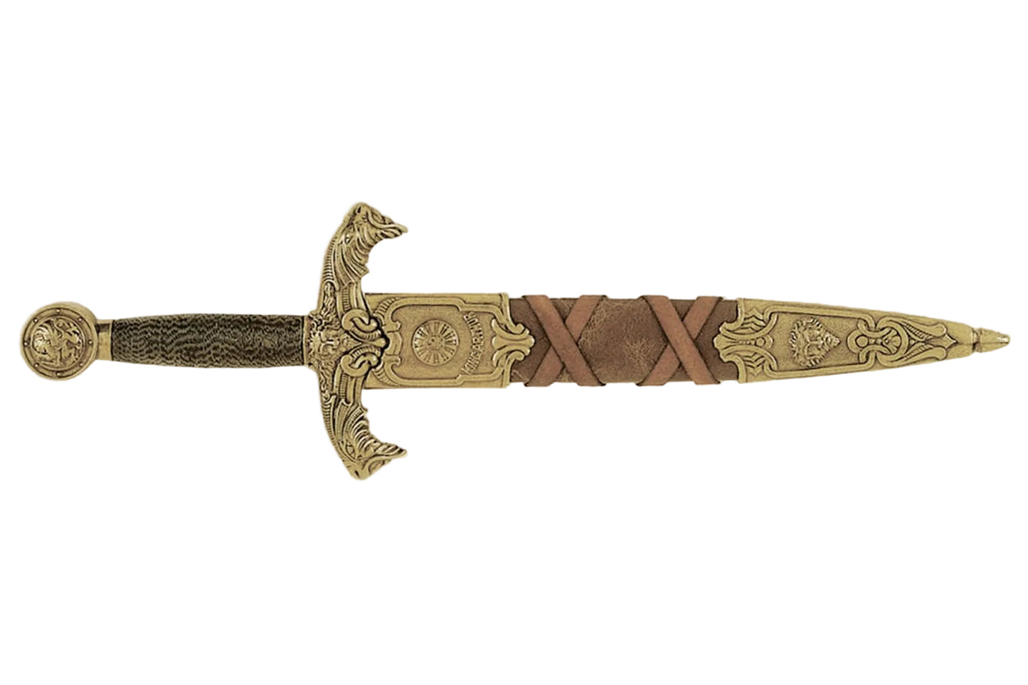 Denix King Arthur dagger replica fully sheathed, reverse view