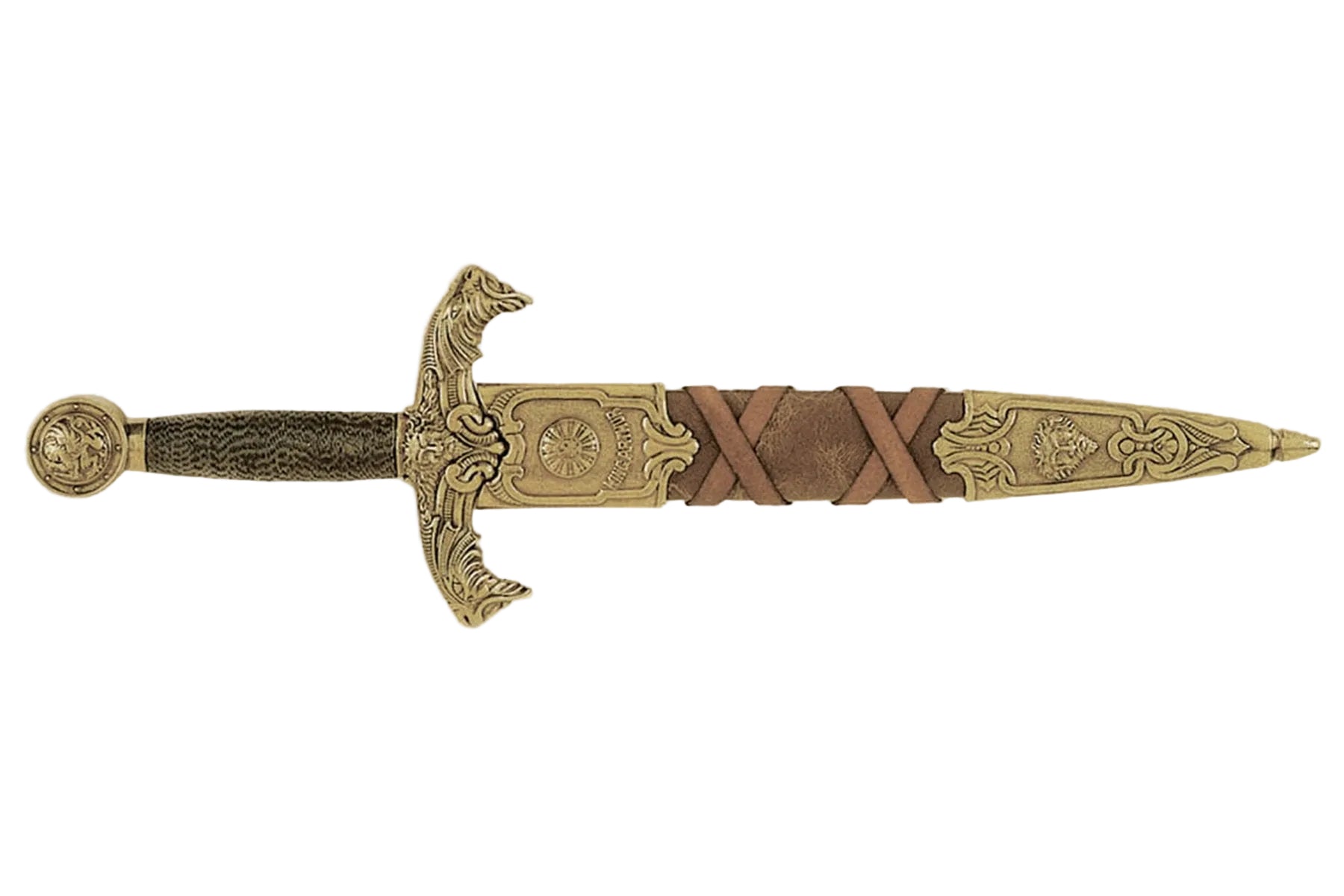 Denix King Arthur dagger replica fully sheathed, reverse view