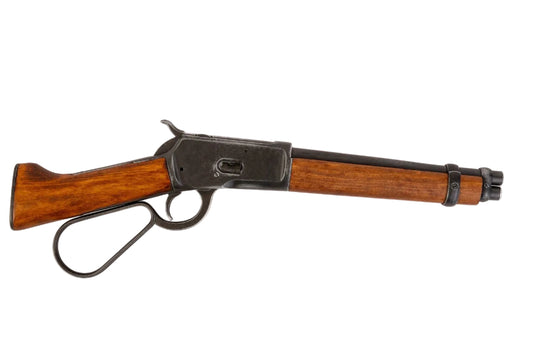Denix 2095 Mare's Leg non-firing replica rifle, worn black finish, left-side view