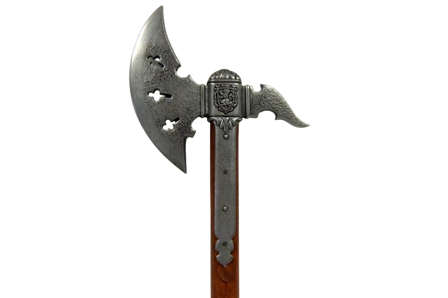 Denix medieval German battle axe full length wood handle