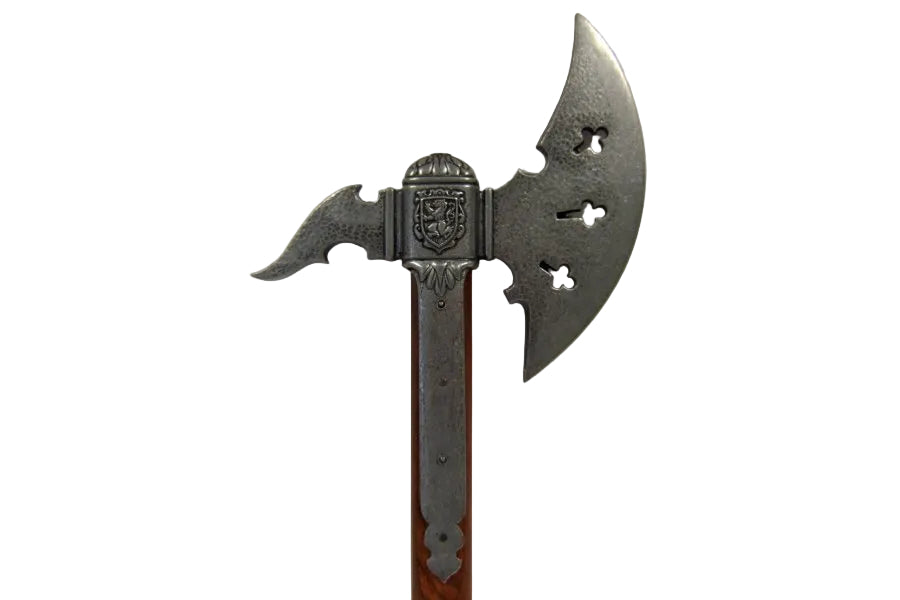 Denix medieval battle axe metal head detail model 636