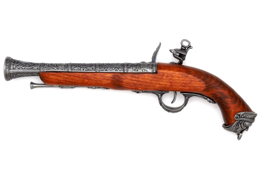 Denix pirate flintlock pistol non-firing replica with realistic pirate era styling and decorative historical details