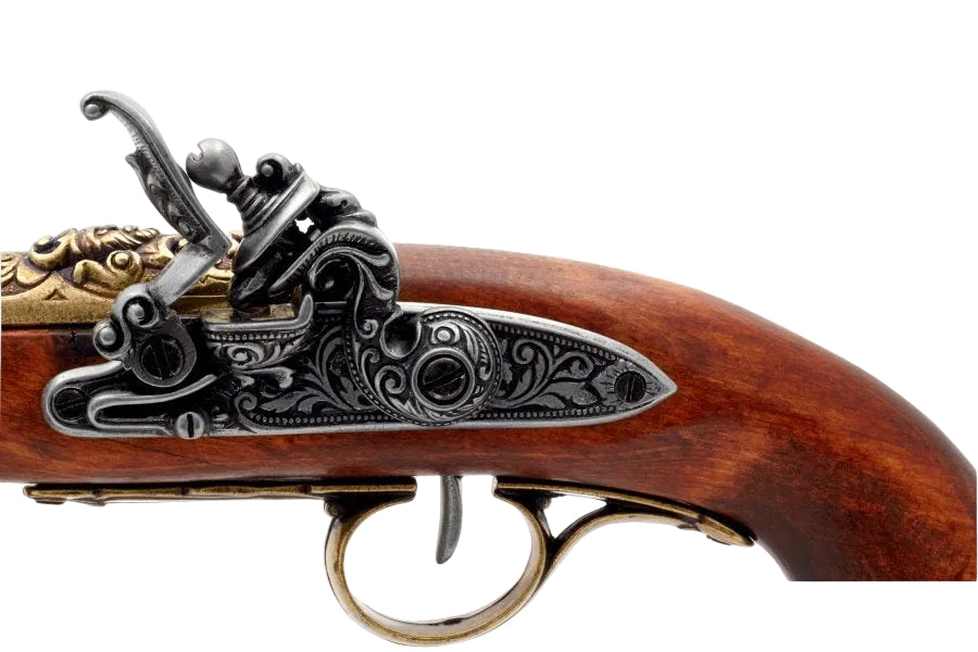 Denix pirate flintlock pistol pommel with Jolly Roger design