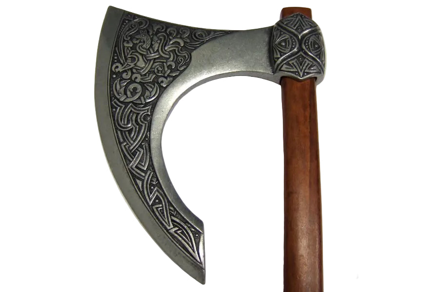 Denix Viking battle axe replica head detail with broad blade