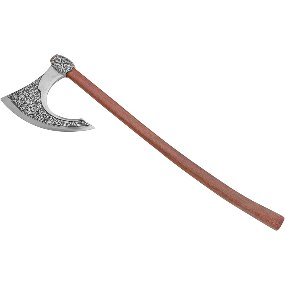Denix Viking battle axe replica with false edged blade and wooden handle