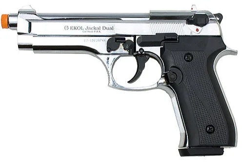 EKOL Jackal Dual 9mm Full Automatic Blank Gun in Nickel
