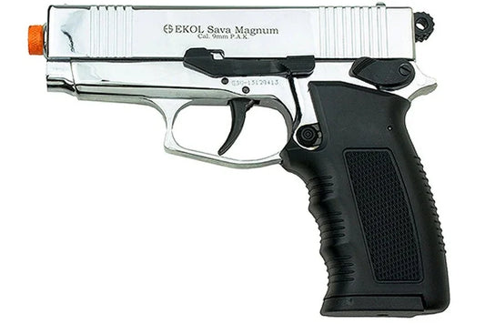 EKOL SAVA Magnum 9mm Semi-Auto Blank Gun in Chrome