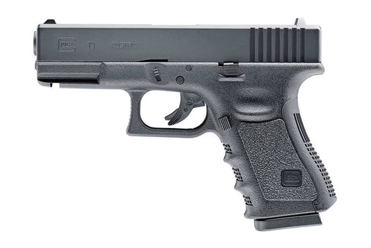 Glock 19 Gen 3 .177 caliber CO2 BB air pistol with realistic design and semi automatic action