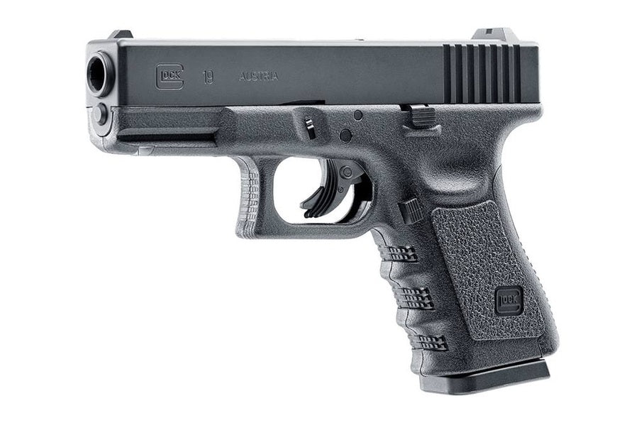 Glock 19 Gen 3 CO2 powered BB air pistol with authentic styling and compact frame