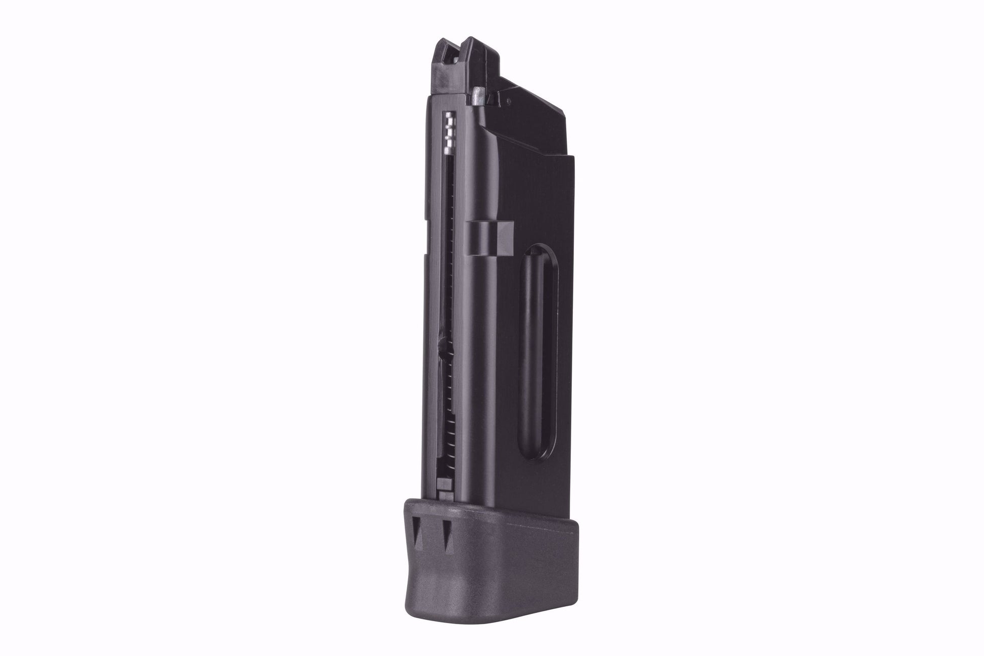 Black gun magazine on a white background