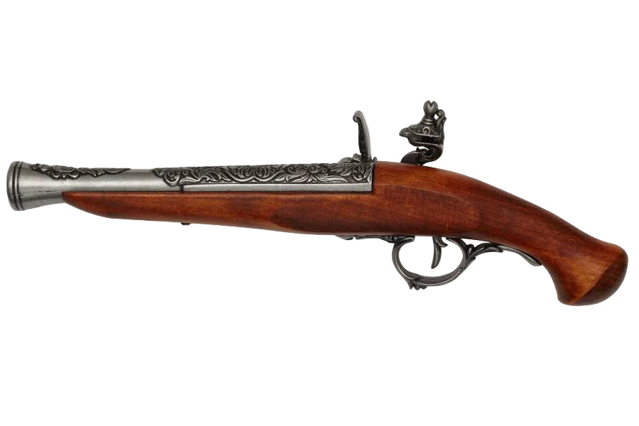 Grey trim German flintlock non-firing replica gun with wood stock