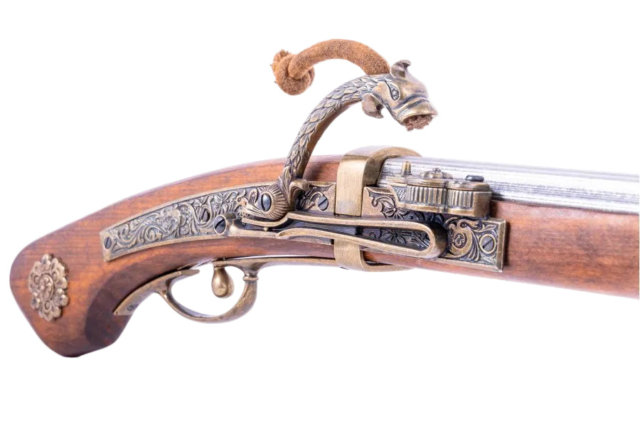 Historical Japanese matchlock rifle display piece inspired by firearms used during the Sengoku and Edo periods