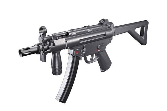 HK MP5 K PDW .177 BB rifle full side view CO2 powered airgun with folding stock