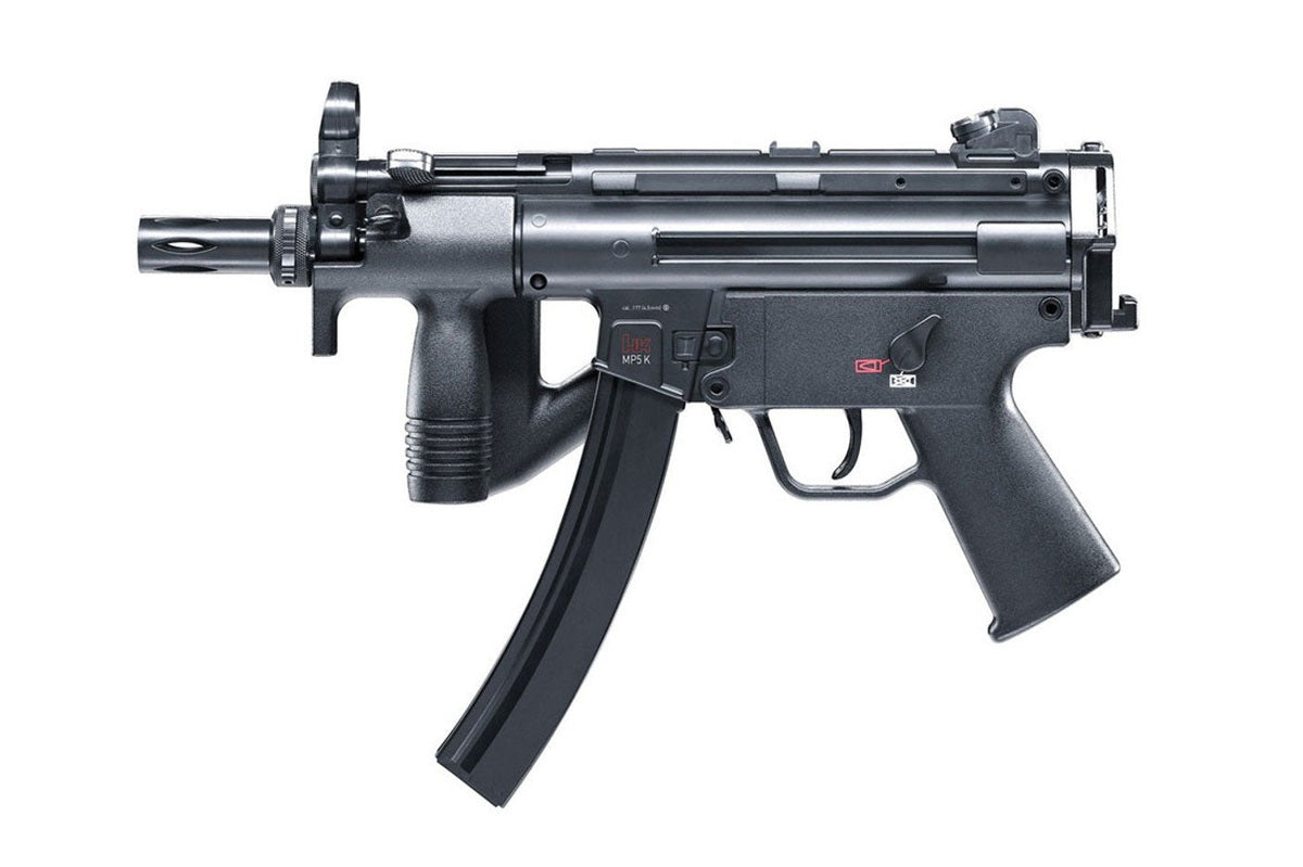 HK MP5 K PDW BB gun folding stock detail for compact storage and transport
